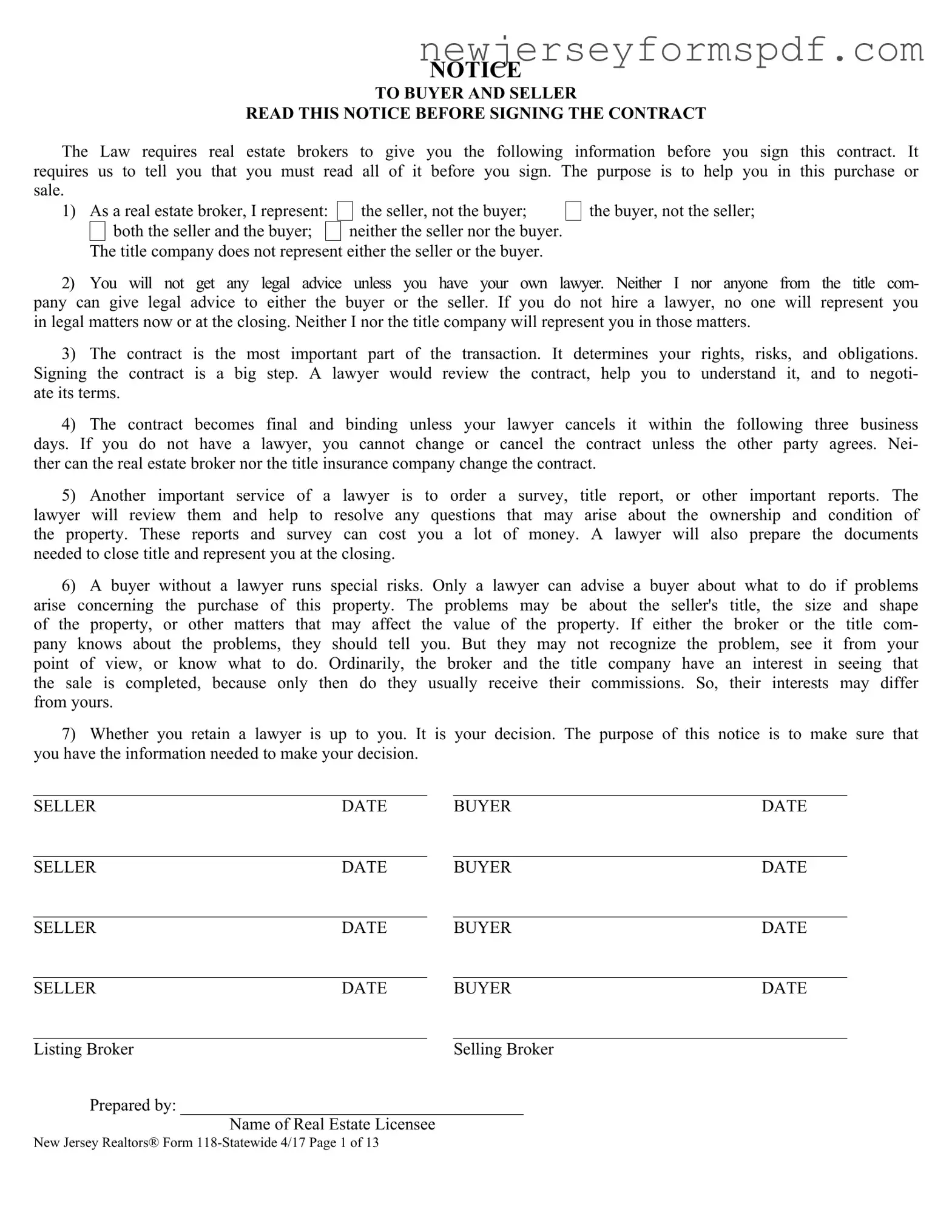 Fill Out a Valid New Jersey 118 Template