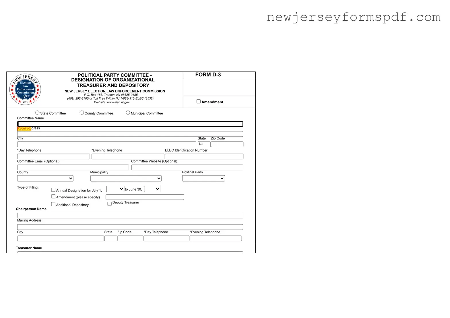 Fill Out a Valid New Jersey D 3 Template