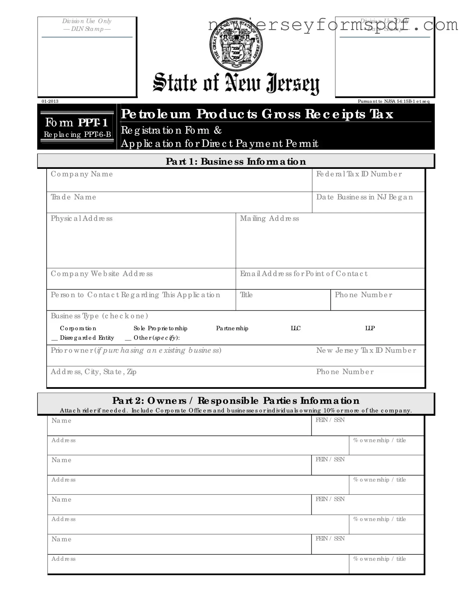 Fill Out a Valid New Jersey Ppt 6 B Template