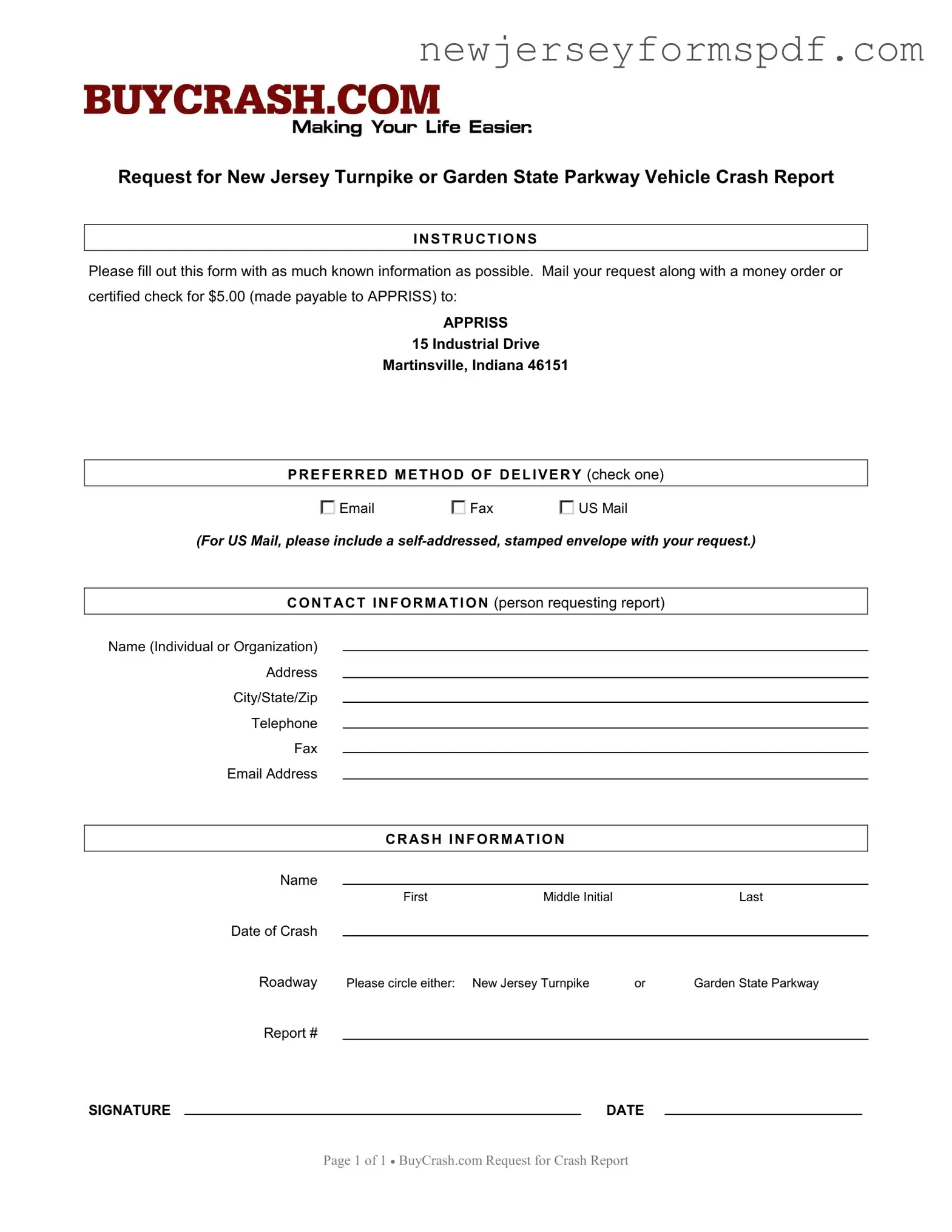 Fill Out a Valid New Jersey Request Report Template