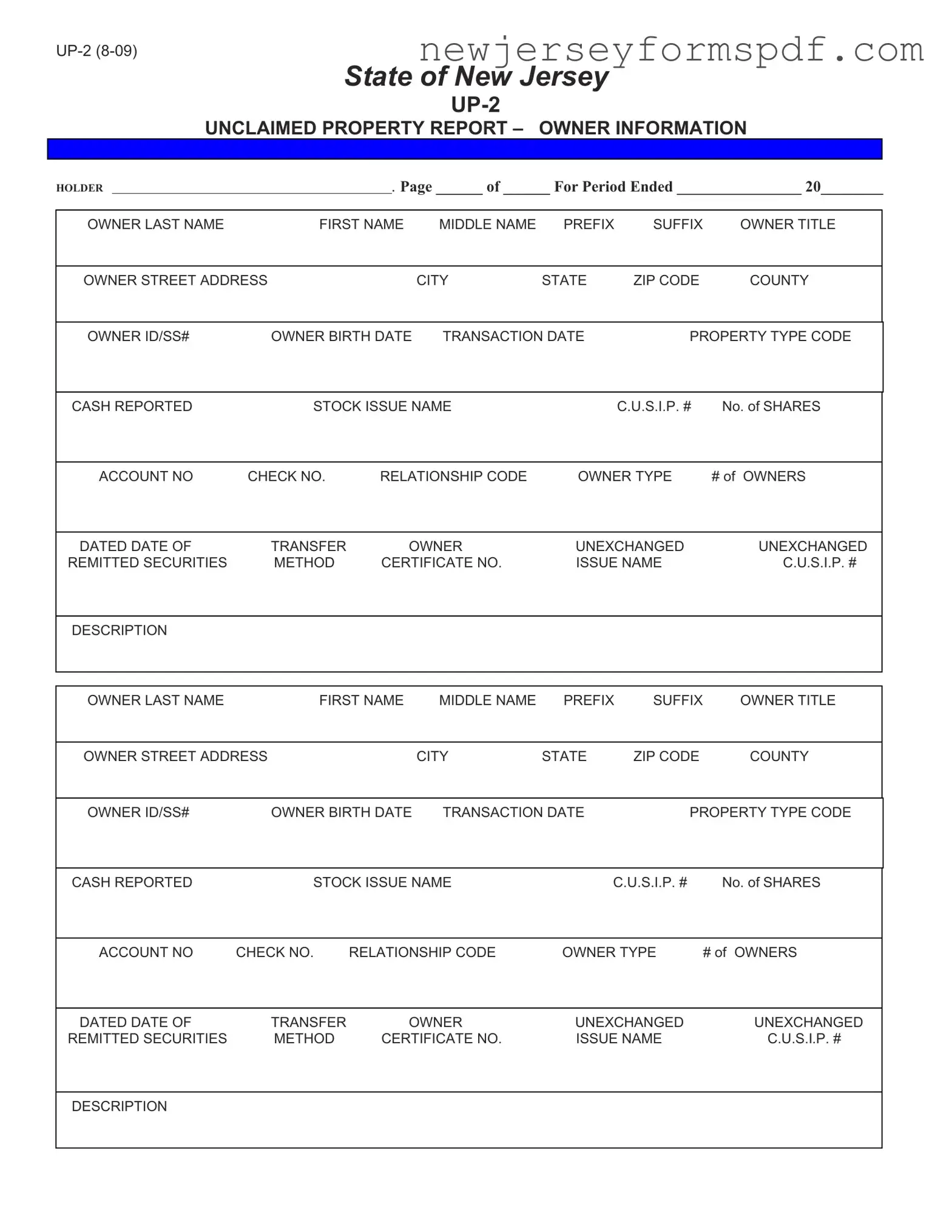 Fill Out a Valid New Jersey Up 2 Template