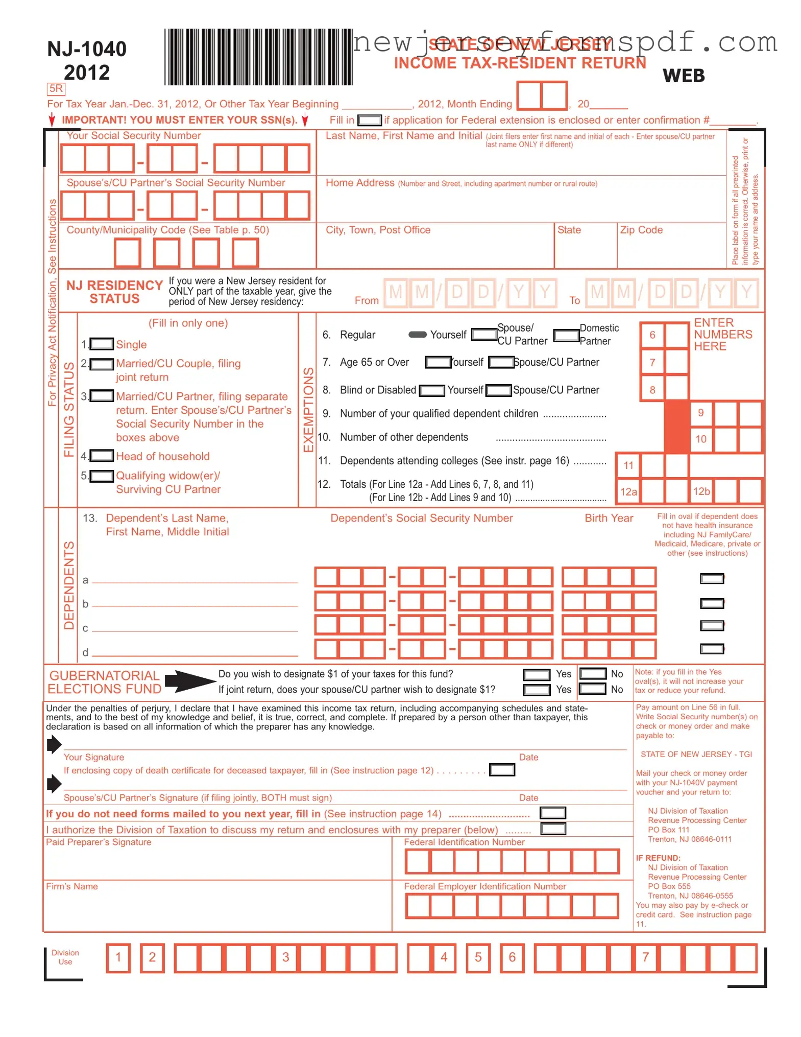 Fill Out a Valid Nj 1040 Template