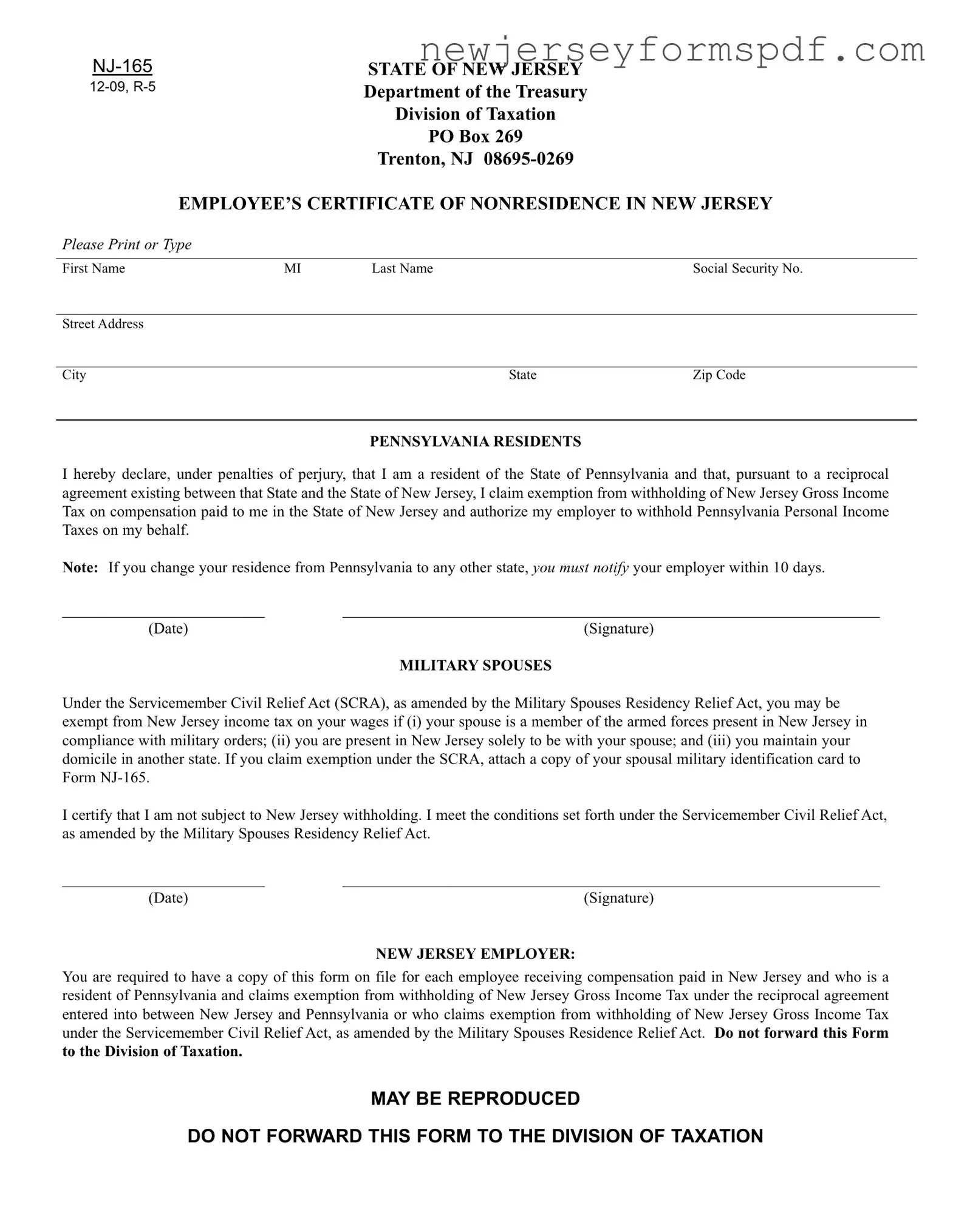 Fill Out a Valid Nj 165 Template