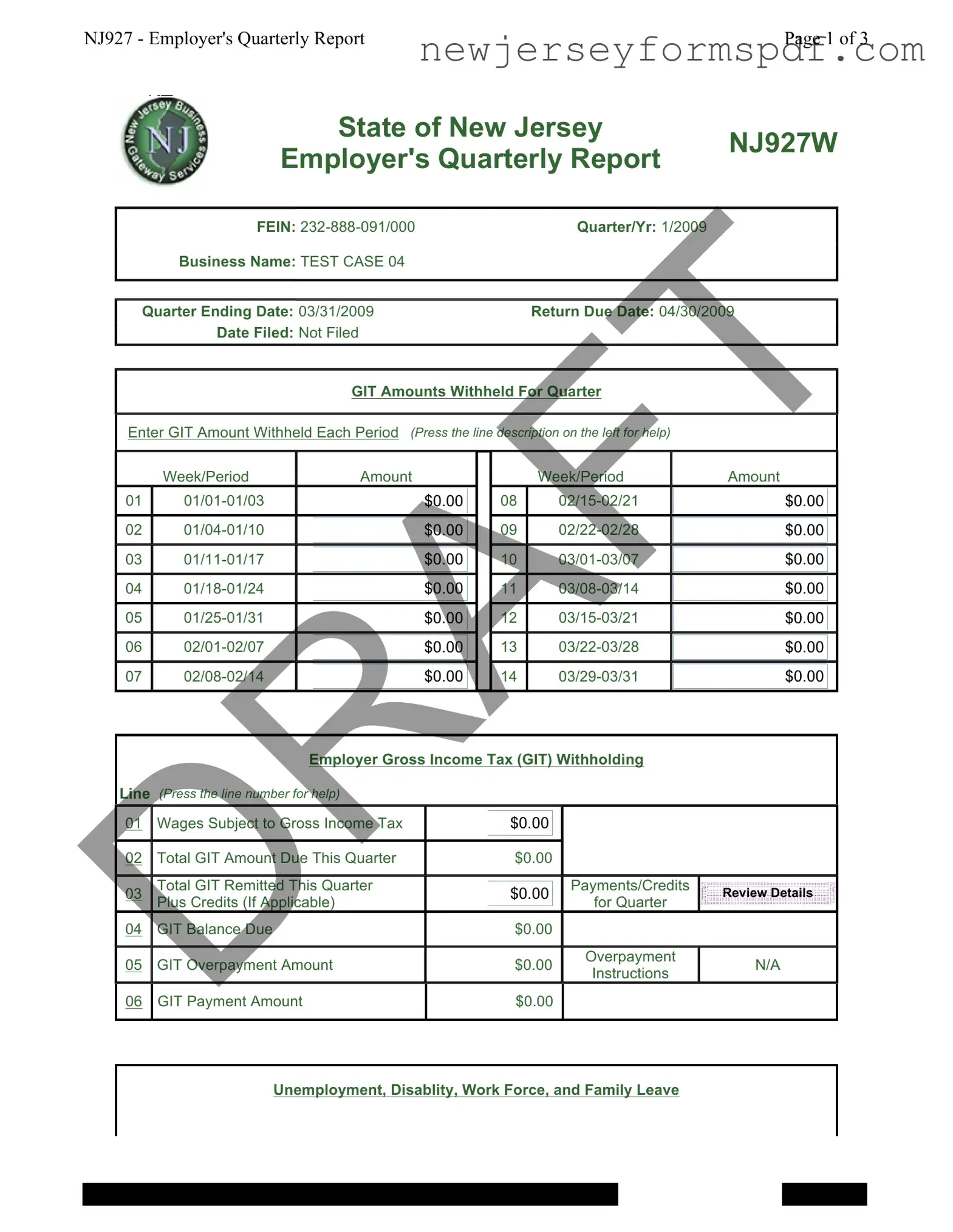 Fill Out a Valid Nj 927 W Template