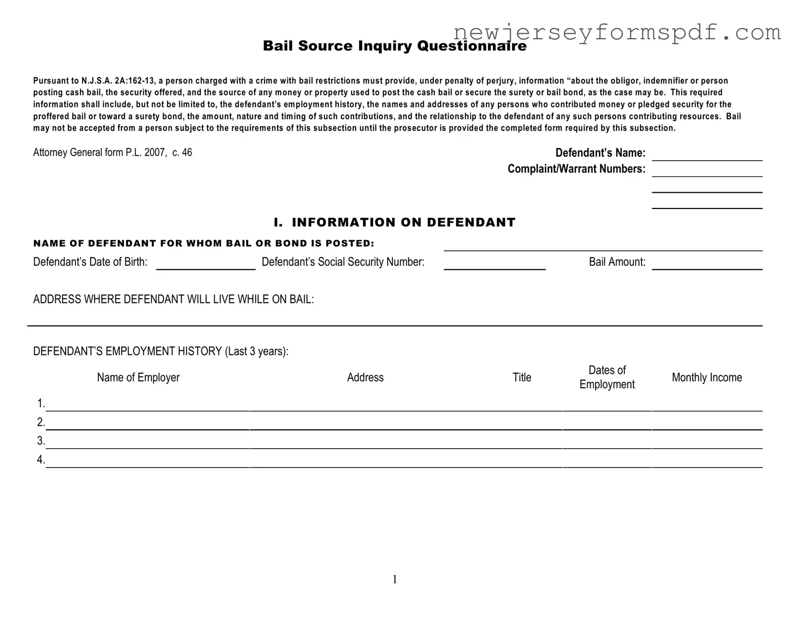 Fill Out a Valid Nj Bail Source Template