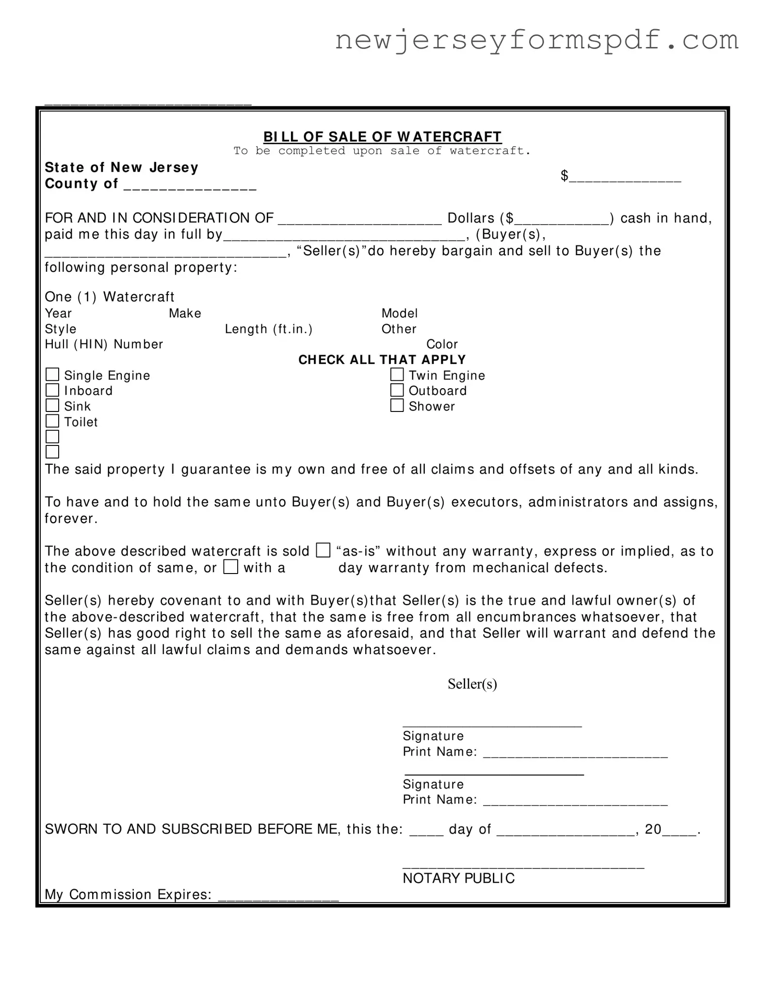 Fill Out a Valid Nj Boat Template