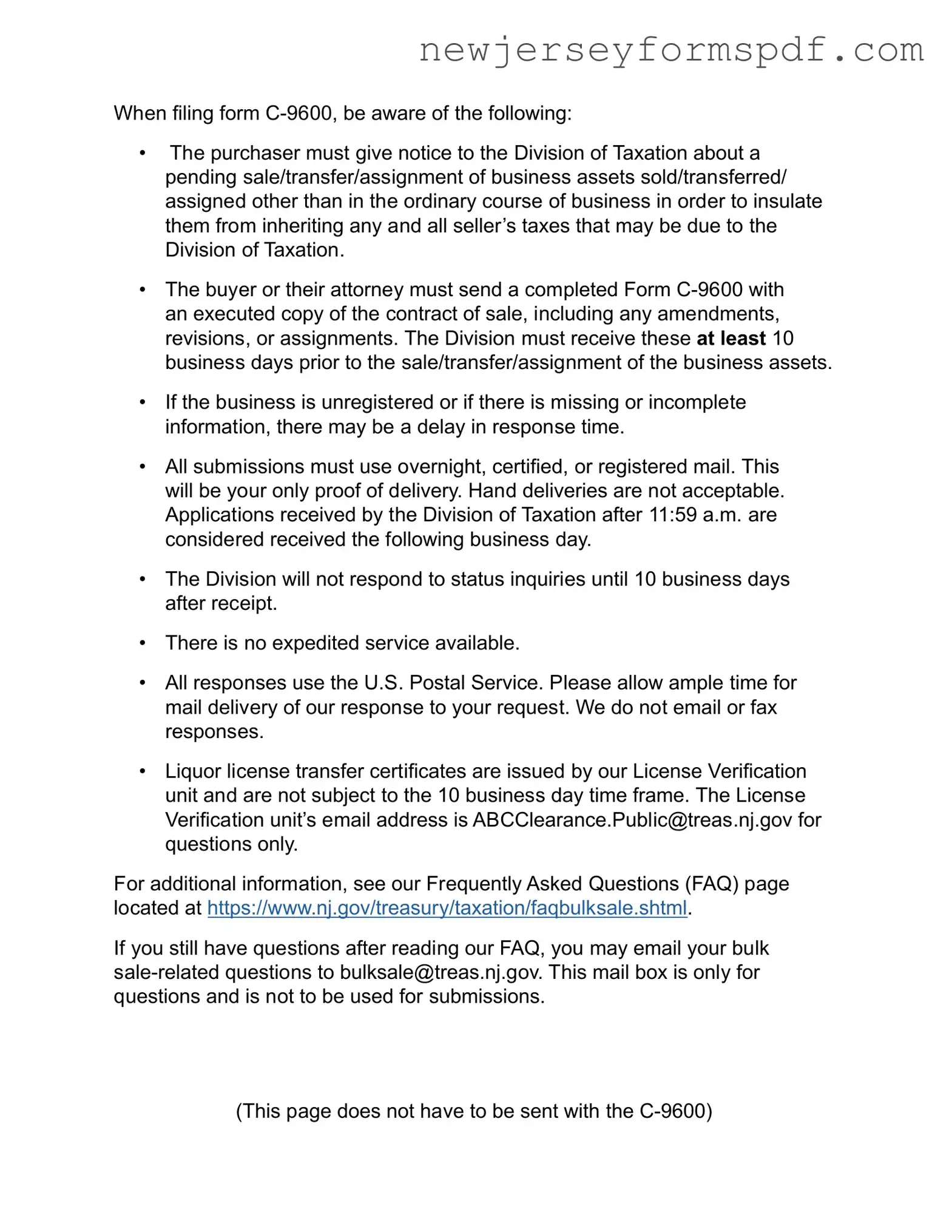 Fill Out a Valid Nj C 9600 Template