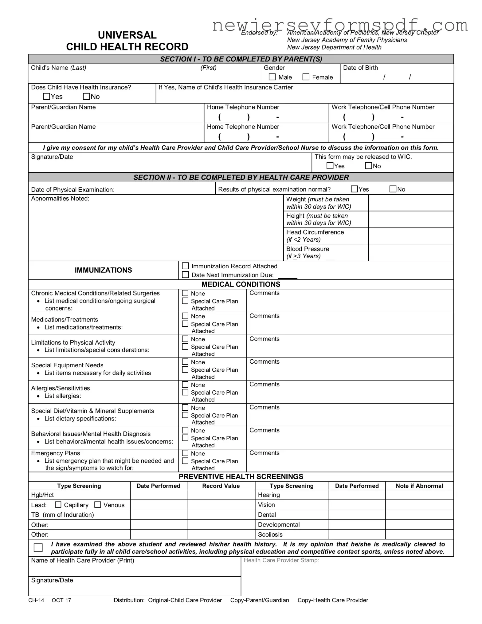 Fill Out a Valid Nj Child Template