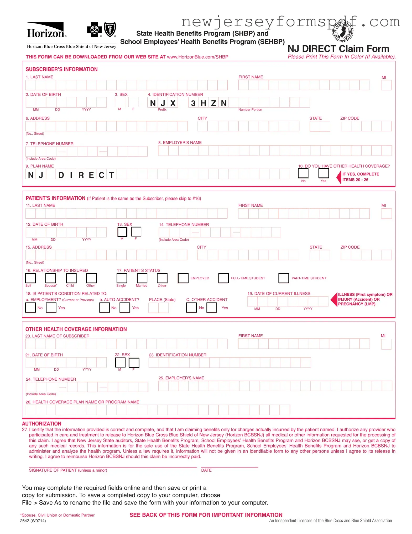 Fill Out a Valid Nj Direct Claim Template
