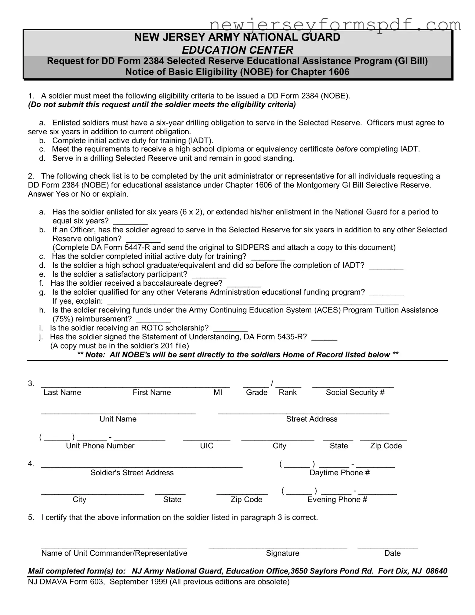 Fill Out a Valid Nj Dmava 603 Template