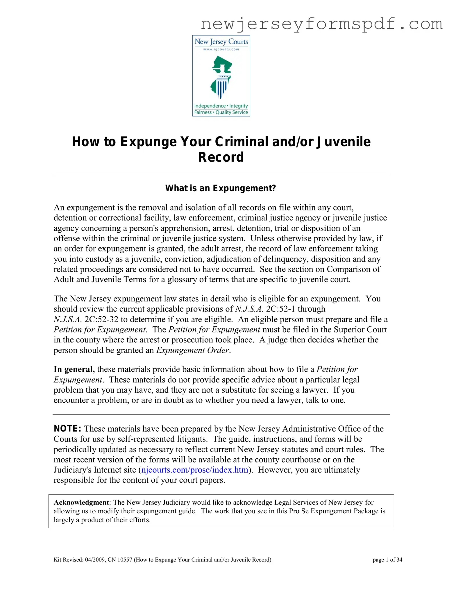 Fill Out a Valid Nj Expunge Template