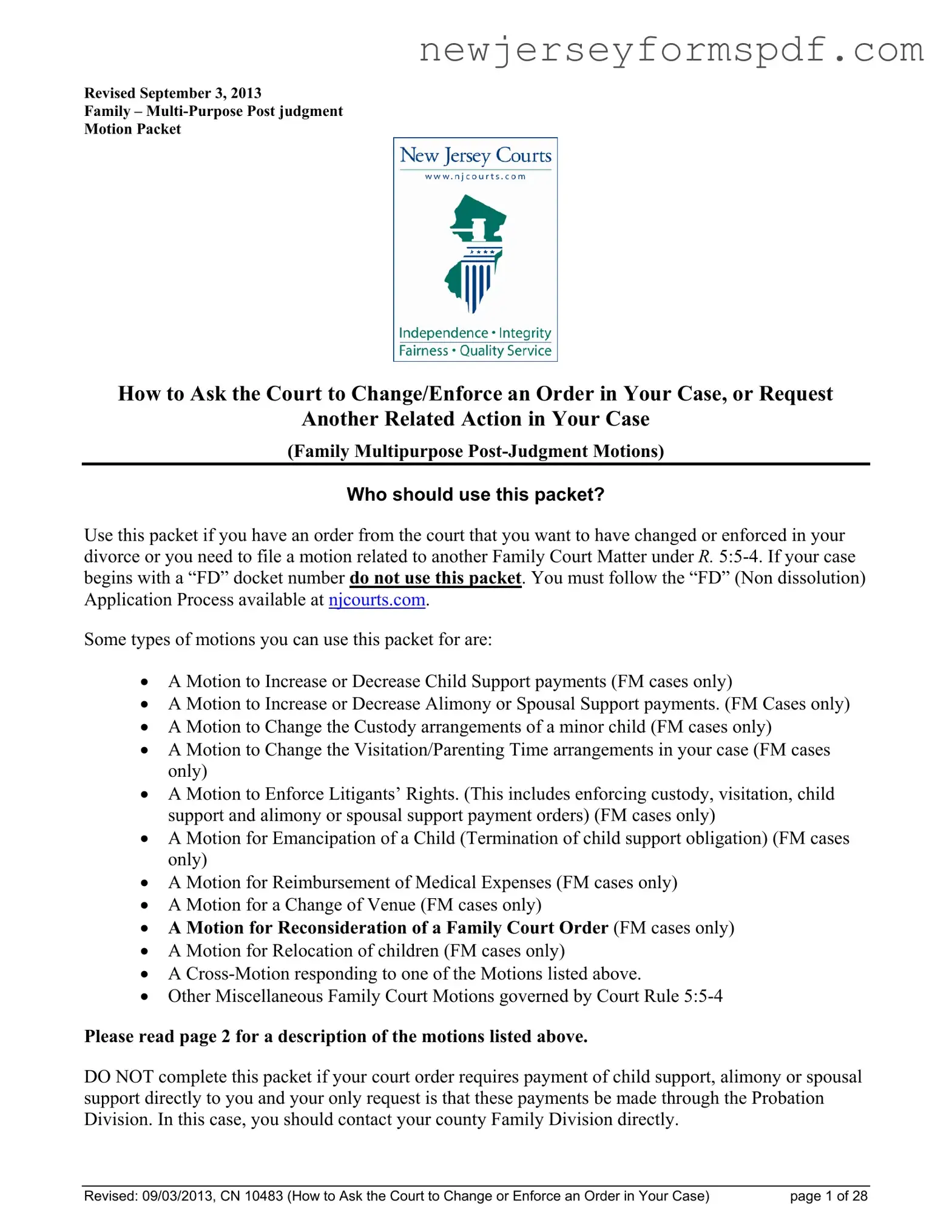 Fill Out a Valid Fm Motion Nj Family Court Template