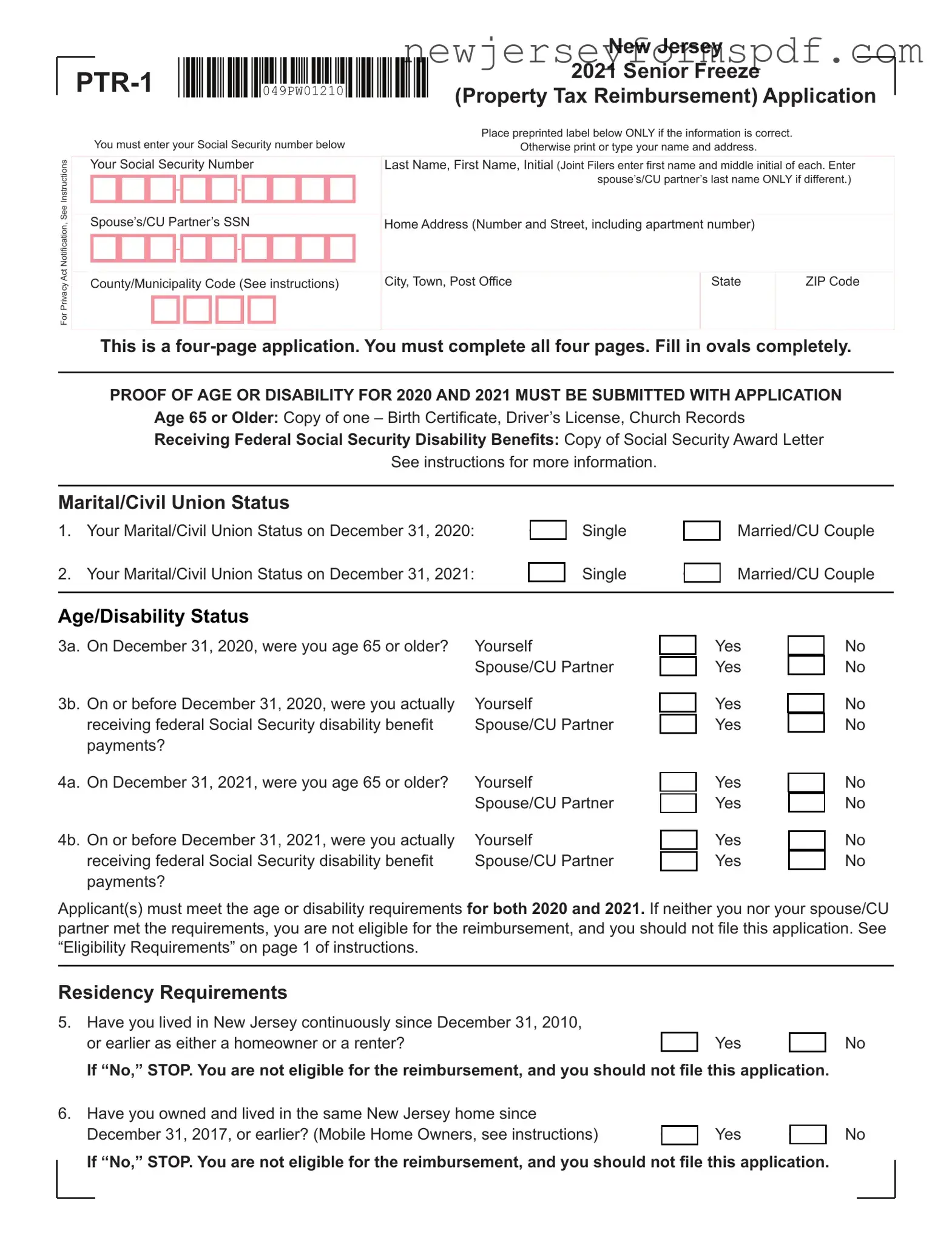 Fill Out a Valid Nj Ptr 1 Template