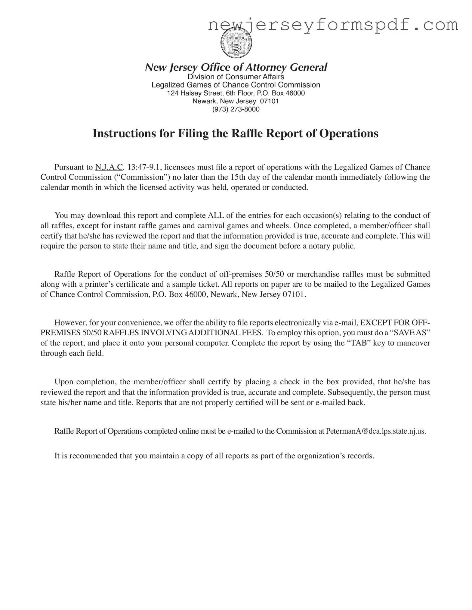 Fill Out a Valid Nj Raffle Report Template