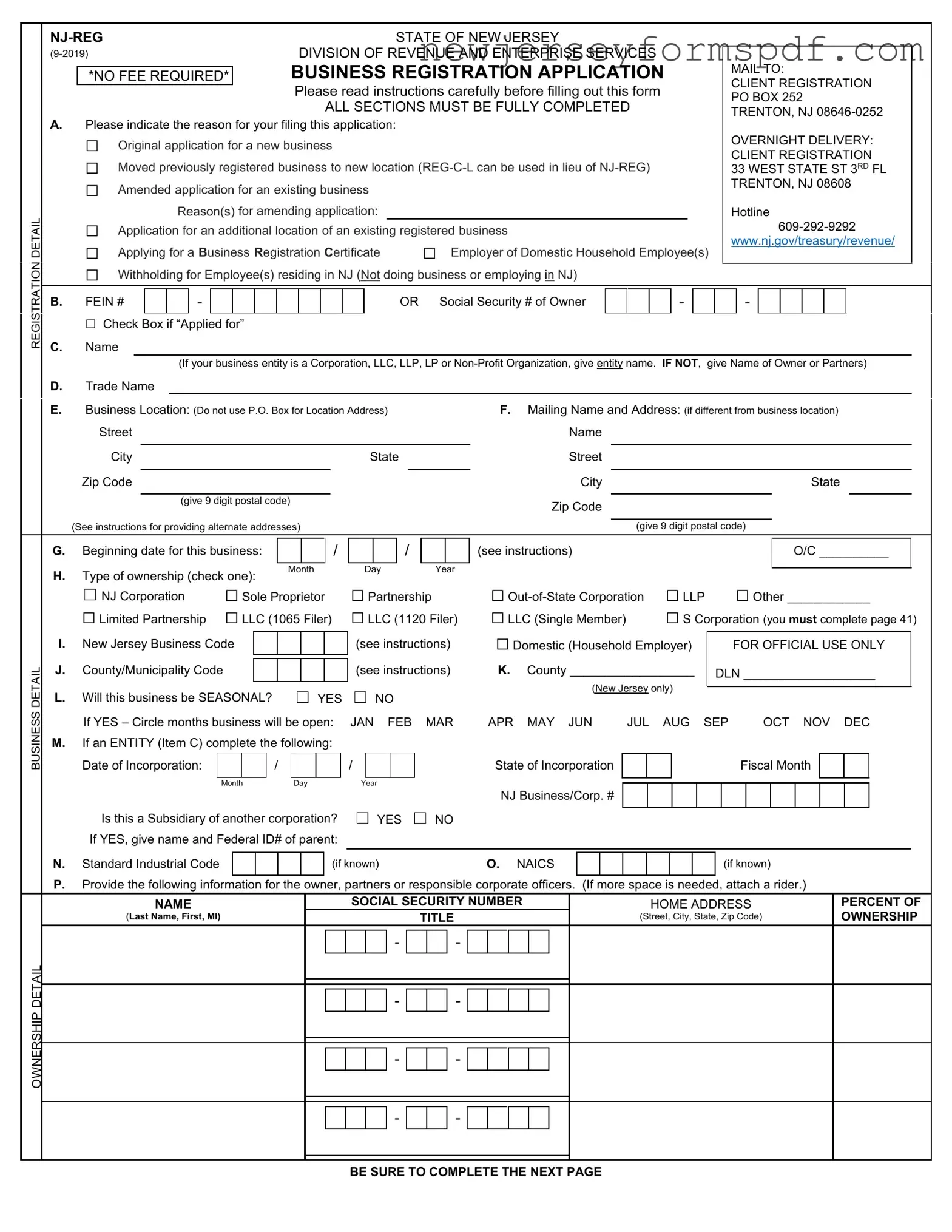 Fill Out a Valid Nj Reg Template