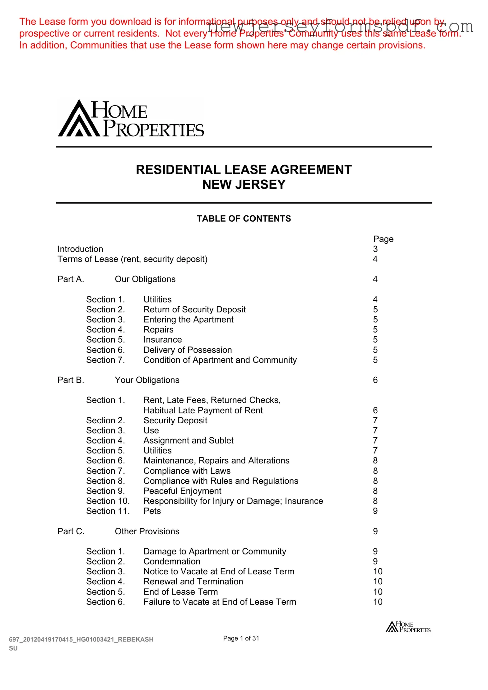 Fill Out a Valid Nj Residential Template