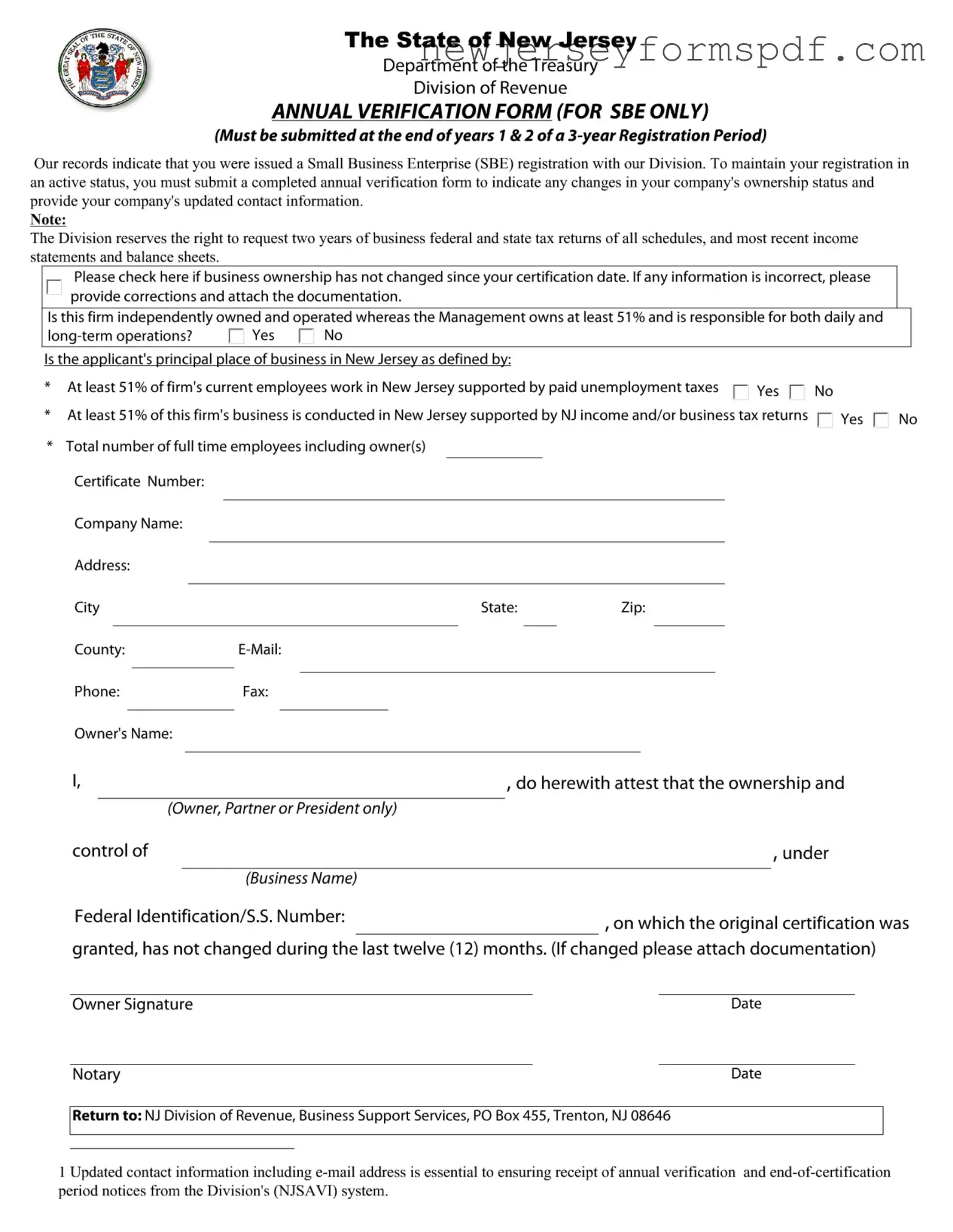 Fill Out a Valid Nj Verification Template