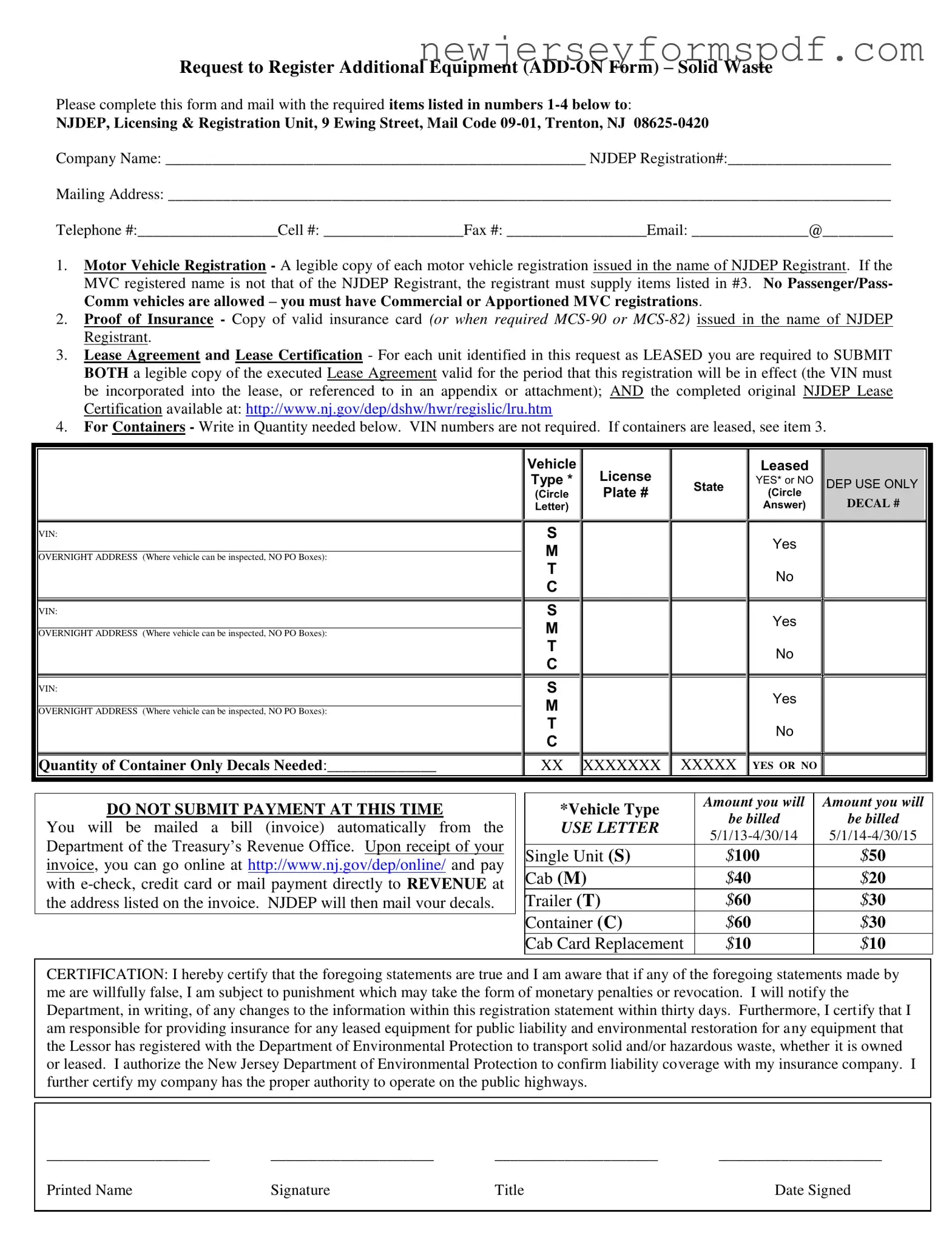 Fill Out a Valid Njdep Add On Template