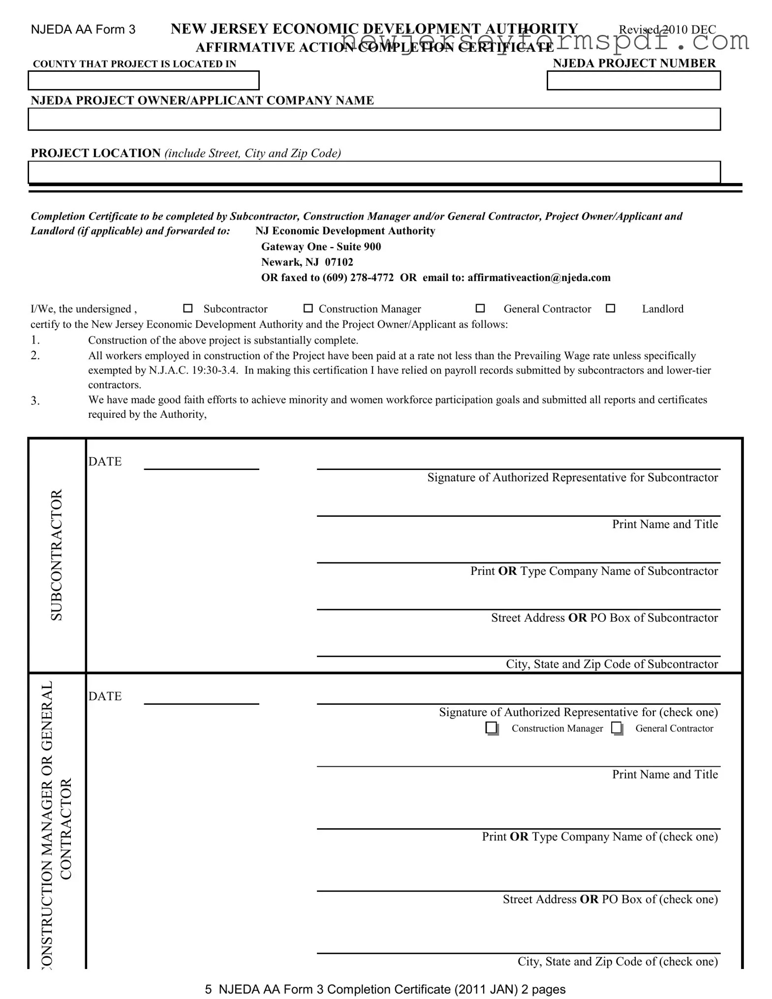 Fill Out a Valid Njeda Aa 3 Template