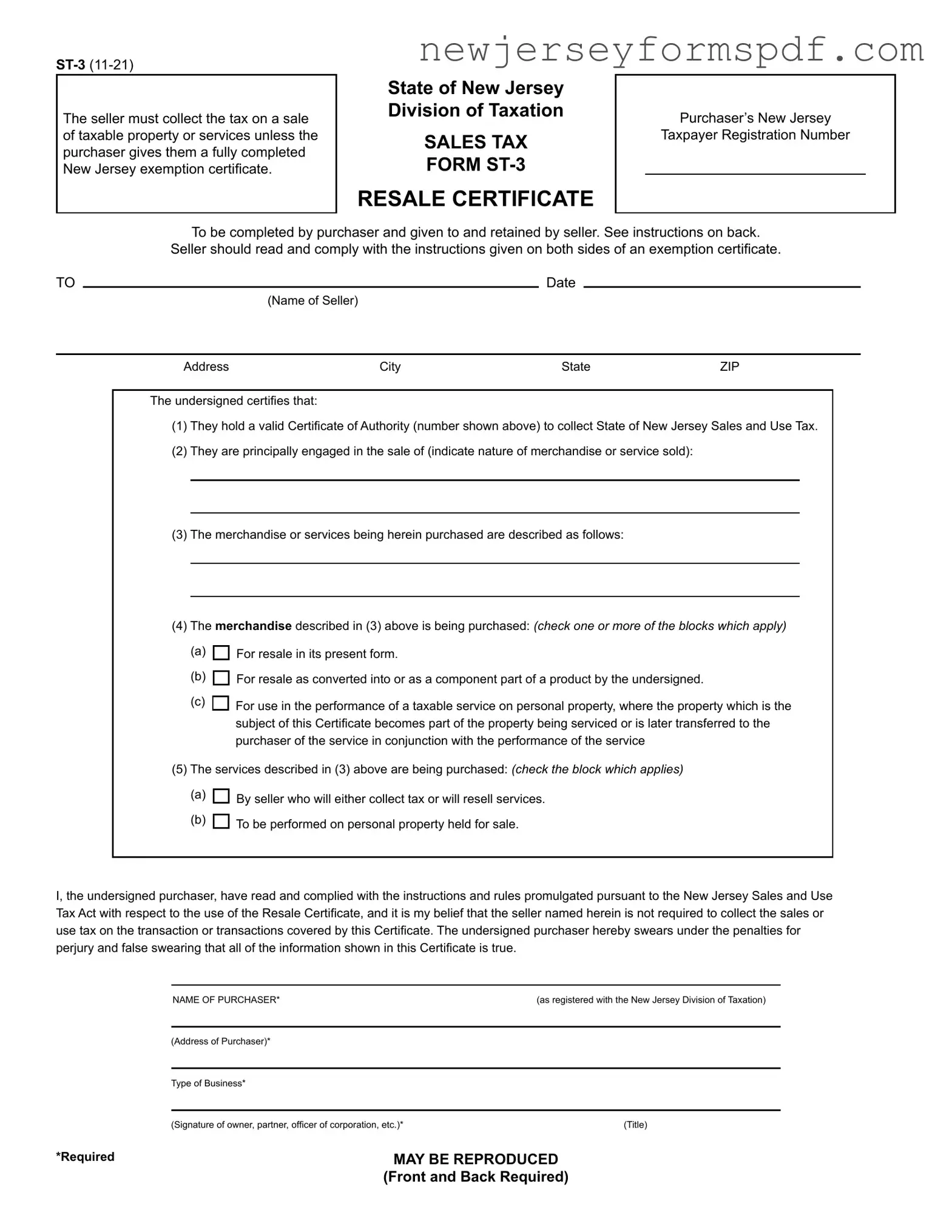 Fill Out a Valid St 3 New Jersey Template