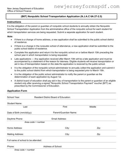 Fill Out a Valid B6T Nj Template