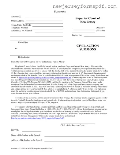 Fill Out a Valid New Jersey Civil Template