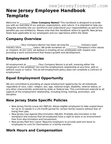 Valid Employee Handbook Form for the State of New Jersey