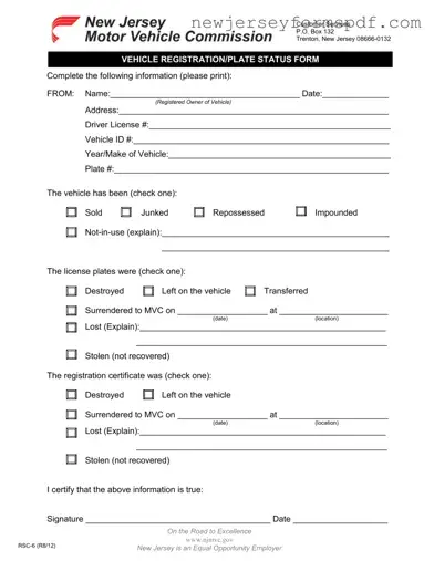 Fill Out a Valid New Jersey Rsc 6 Template