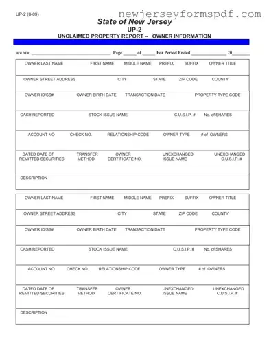 Fill Out a Valid New Jersey Up 2 Template