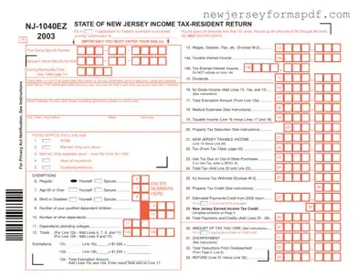 Fill Out a Valid Nj 1040Ez Template
