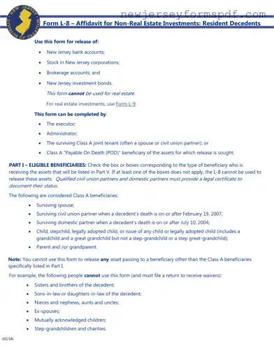 Fill Out a Valid Nj L 8 Template