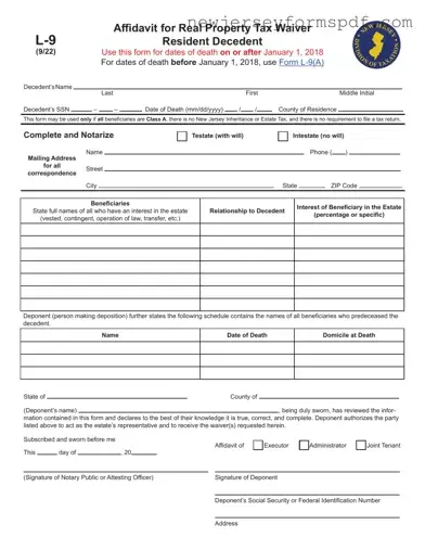 Fill Out a Valid Nj L 9 Template
