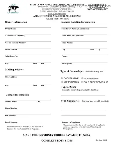 Fill Out a Valid Nj Milk License Template