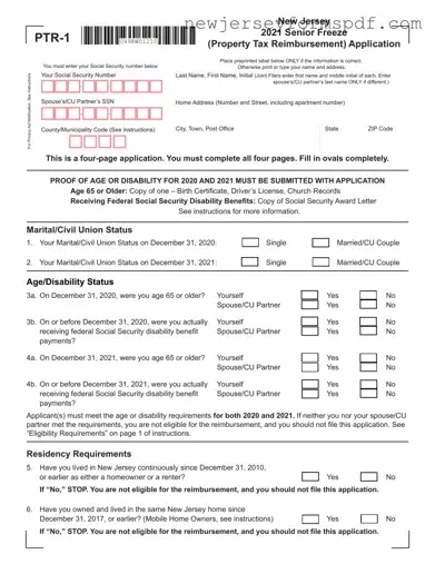 Fill Out a Valid Nj Ptr 1 Template