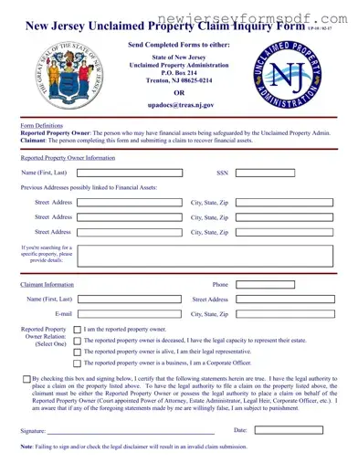 Fill Out a Valid Nj Unclaimed Property Template