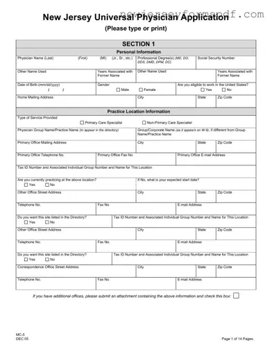 Fill Out a Valid Nj Universal Physician Application Template
