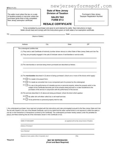 Fill Out a Valid St 3 New Jersey Template