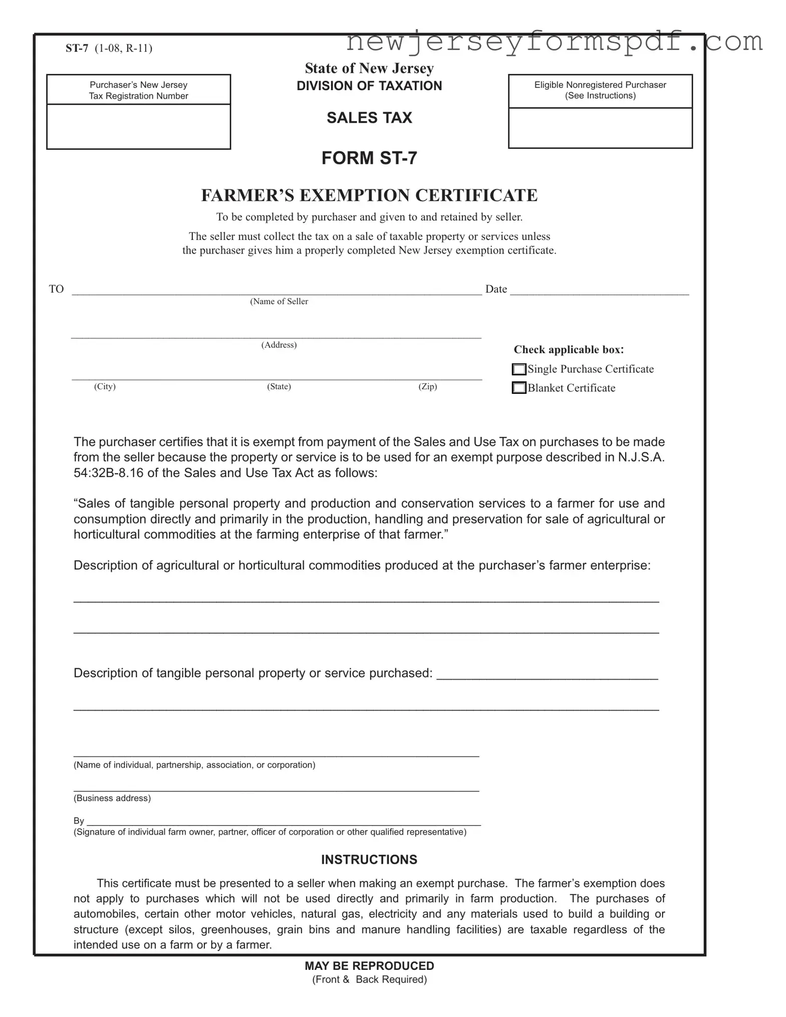 Fill Out a Valid St 7 New Jersey Template