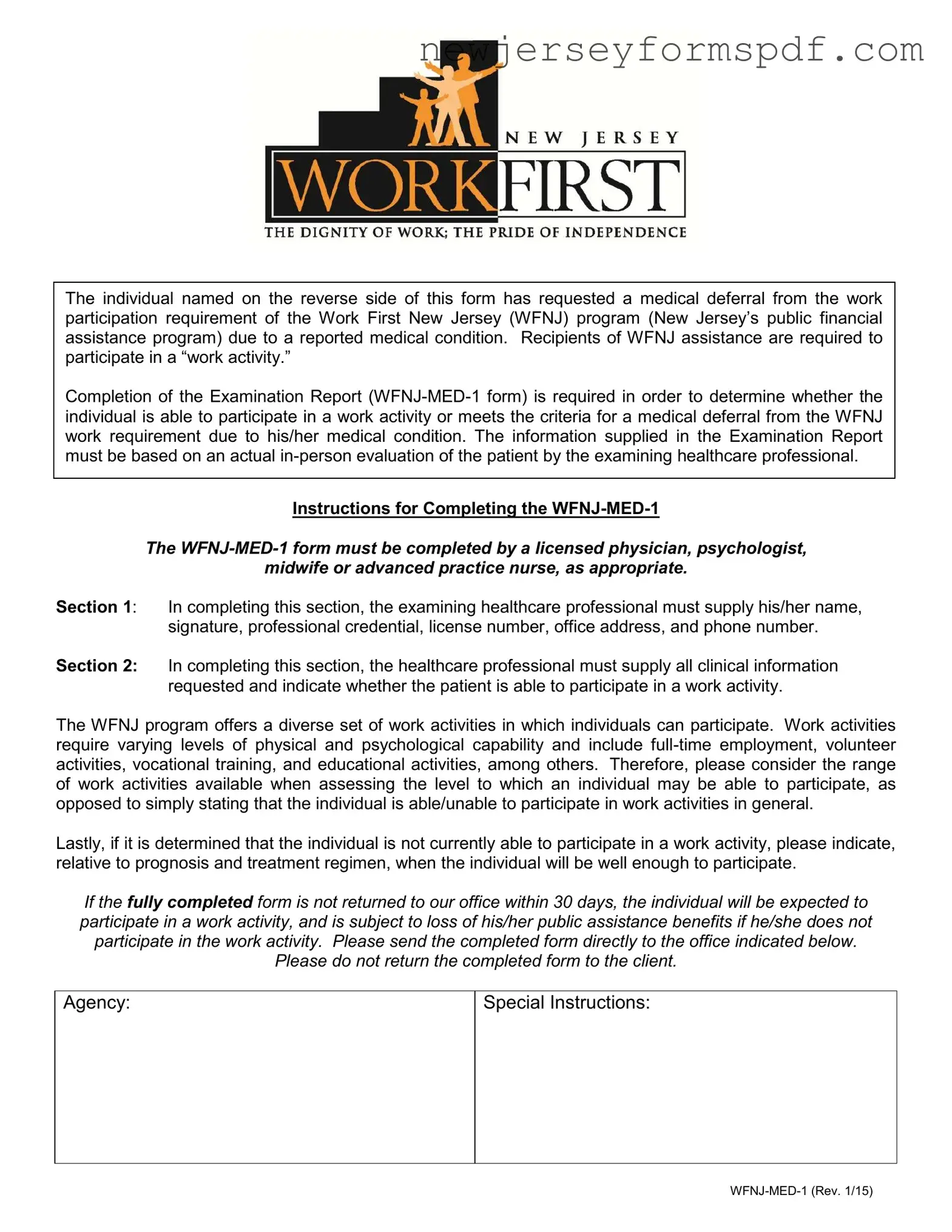 Fill Out a Valid Wfnj Med 1 Template